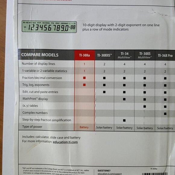 Texas Instruments TI-30Xa Scientific Calculator General Math Science Algebra New - Picture 5 of 6